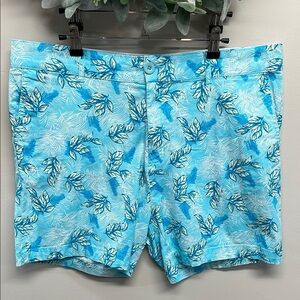 Caribbean Joe & Company Tropical Leaf Palm Print Chino Shorts 16